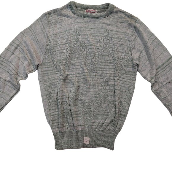 Vintage 1980s SIGN OF THE TIMES Olive Green Knit Crewneck Sweater - Picture 3 of 8